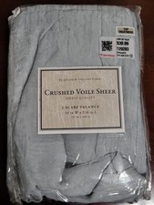 Platinum Collection Crushed Voile Sheer Scarf Valance 50" W x 216" L Pearl Blue
