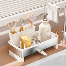 Sponge Holder for Kitchen Sink,Sink Caddy Organizer with Removable Brush Hold...
