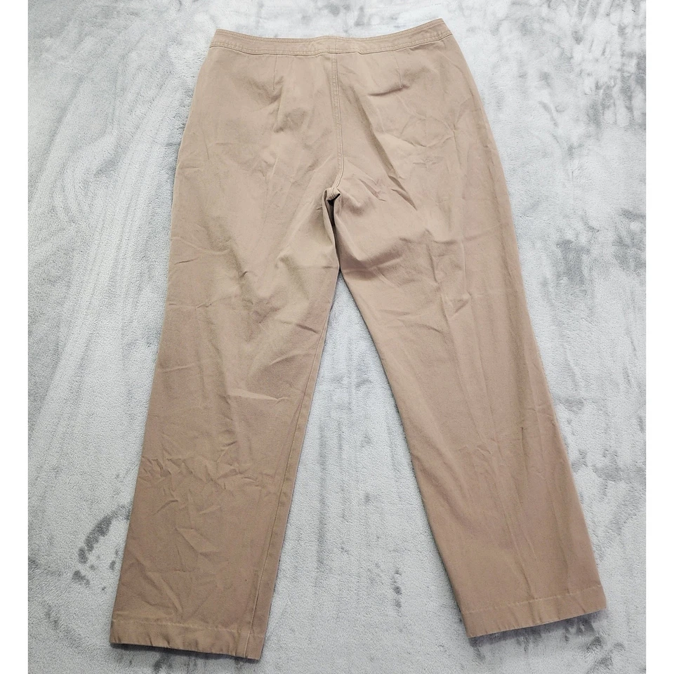 Pantalones chinos elásticos Gloria Vanderbilt para mujer 14 color caqui tostado tiro alto pierna recta Foto 2 de 4