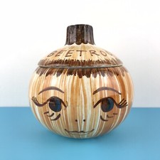 Poterie de grange Devon vintage « Beetroot » pot de rangement à couvercle / pot jardinière Ex cond