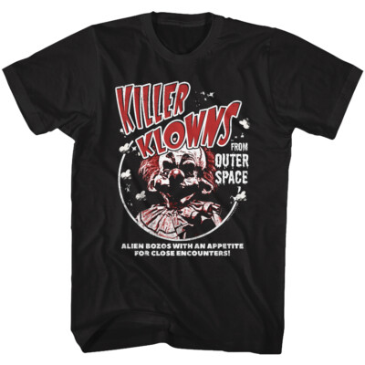 Killer Klowns Men's T Shirt Horror Movie Outer Space Alien Bozos Clowns Black