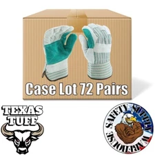 72 PAIR DOUBLE PALM SPLIT LEATHER PALM WORK GLOVES MEN'S LARGE BRAND NEW