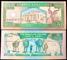 SOMALILAND 5 SHILLINGS Year 1994 Banknote World Paper Money UNC Currency Bill