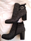NEW! WOMANS BLACK TWEED BOOTIES SIZE 7M KELLY & KATIE NON SLIP TREAD VERY CUTE — photo 1