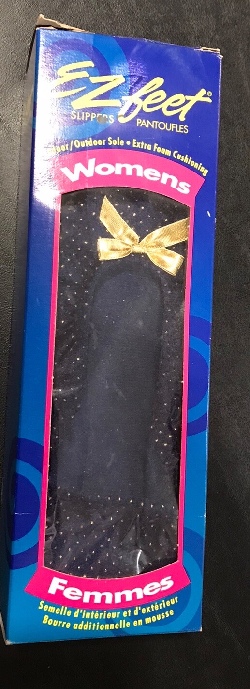 SAOLA Pantofole da donna EZ Feet taglia 8 9 L oro blu navy suola imbottita in outdoor