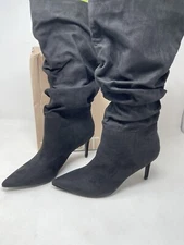 Justfab Khloy Slouch Black Cavier Heeled Boots Women’s Size 6.5