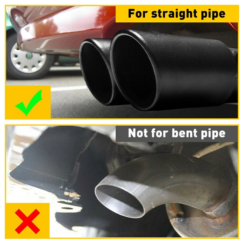 Car Exhaust Pipe Tip Straight Rear Tail Throat Muffler Black For 1.5''-2.4''inch - Image 3 of 4