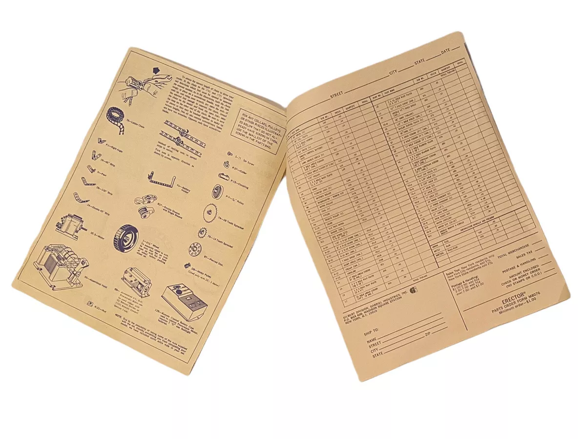 Erector set sale inventory list