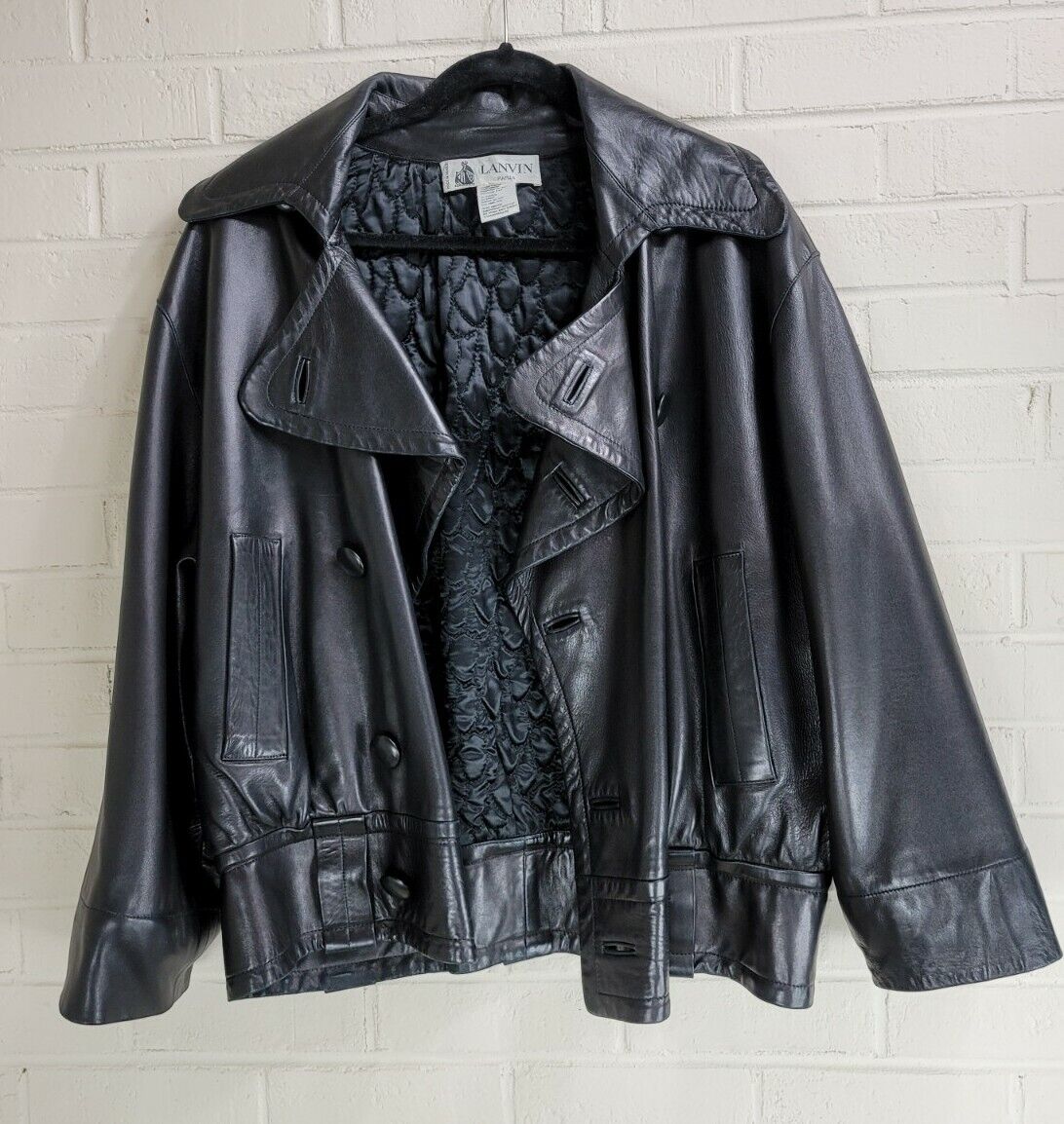 RARE Luxury Vintage Lanvin Paris Black Vegan Leather Jacket