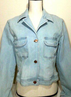 Company Ellen Tracy Women's Denim Jean Jacket Gold Buttons Long Sleeve Size  10