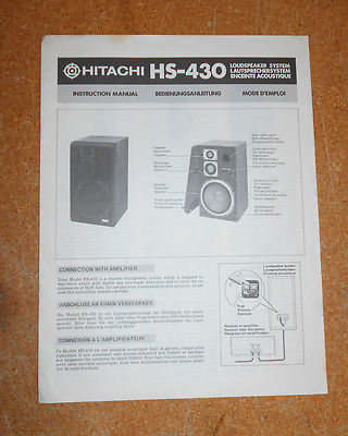 Vintage Hitachi HS-430 Speaker Operating Instructions | eBay