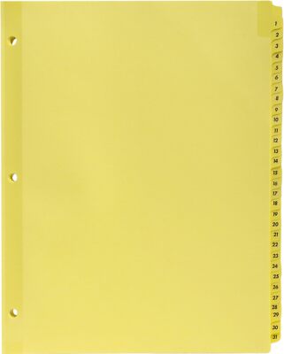 Business Source Preprinted 1-31 Tab Index Dividers 8-1/2'' x 11'', Buff 