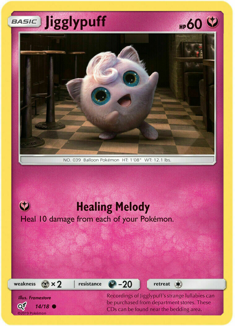 POKEMON Jigglypuff 14/18 SM Detective Pikachu HOLO Pokemon Card