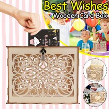 Wishing Well Card Box Decorative Wood Carved Wedding Engagement Birthday Party