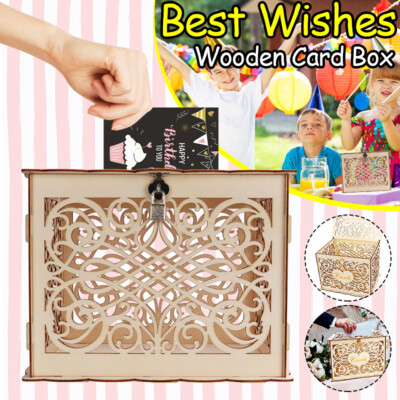 Wish Fountain Card Box Decoration Wooden Carved Wedding Engagement Birthday Party