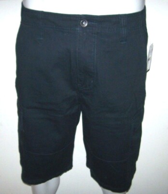 New Hurley sz 31 solid black khaki long cargo shorts skate black Commander