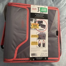 BRAND NEW 5 STAR 3 INCH ZIPPER BINDER Grey/Orange