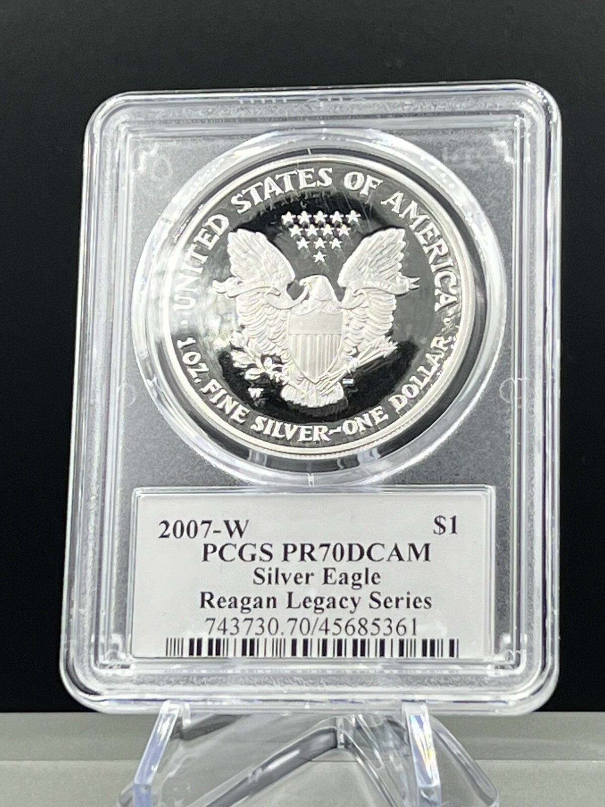 2007-W $1 American Silver Eagle Dollar PCGS PR70 DCAM Ashley Reagan Signature