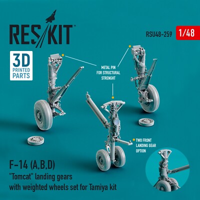 F-14 Tomcat Landing Gears Weighted Wheels Tamiya 1/48 3D ResKit RSU48-0259