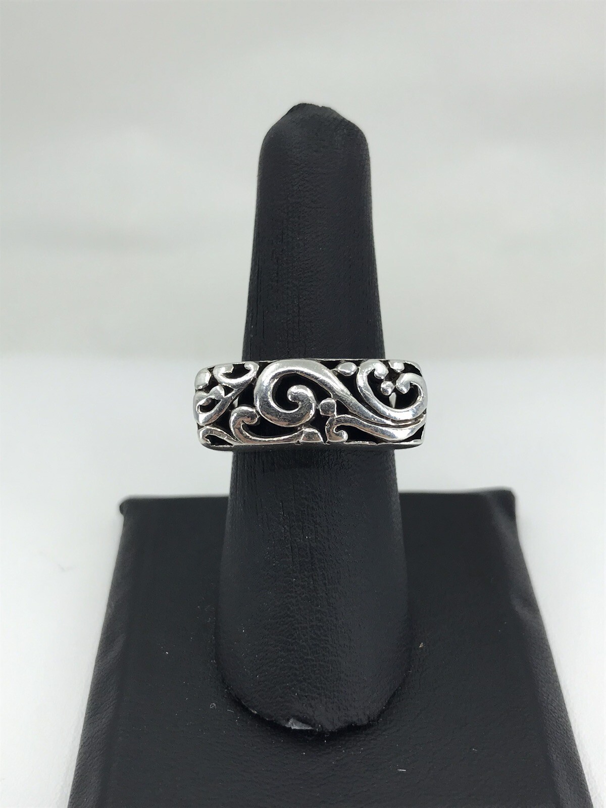 Scrollwork Square Top Rectangle Ring Sterling Sil… - image 2