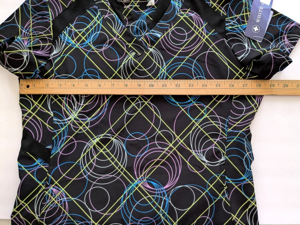 Women's White Cross Fit Scrub Top, Size~S, Color ~ Multi, NWT - Image 4 of 4