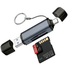 SD Card Reader, USB C to SD Micro SD Card Memory Card Adapter Dual Slot Compatib