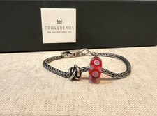 Trollbeads Sterling Silver 7.5" Bracelet Silver and Glass Beads 925 NEW IN BOX