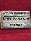 Engelhard 10oz 999 Vintage Silver Poured Bar, P Loaf, Waffle Back