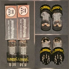WESTINGHOUSE 6SN7 GTB TUBE 1962 LEGENDARY 2 HOLE TOUGH DOGS MATCHING SET