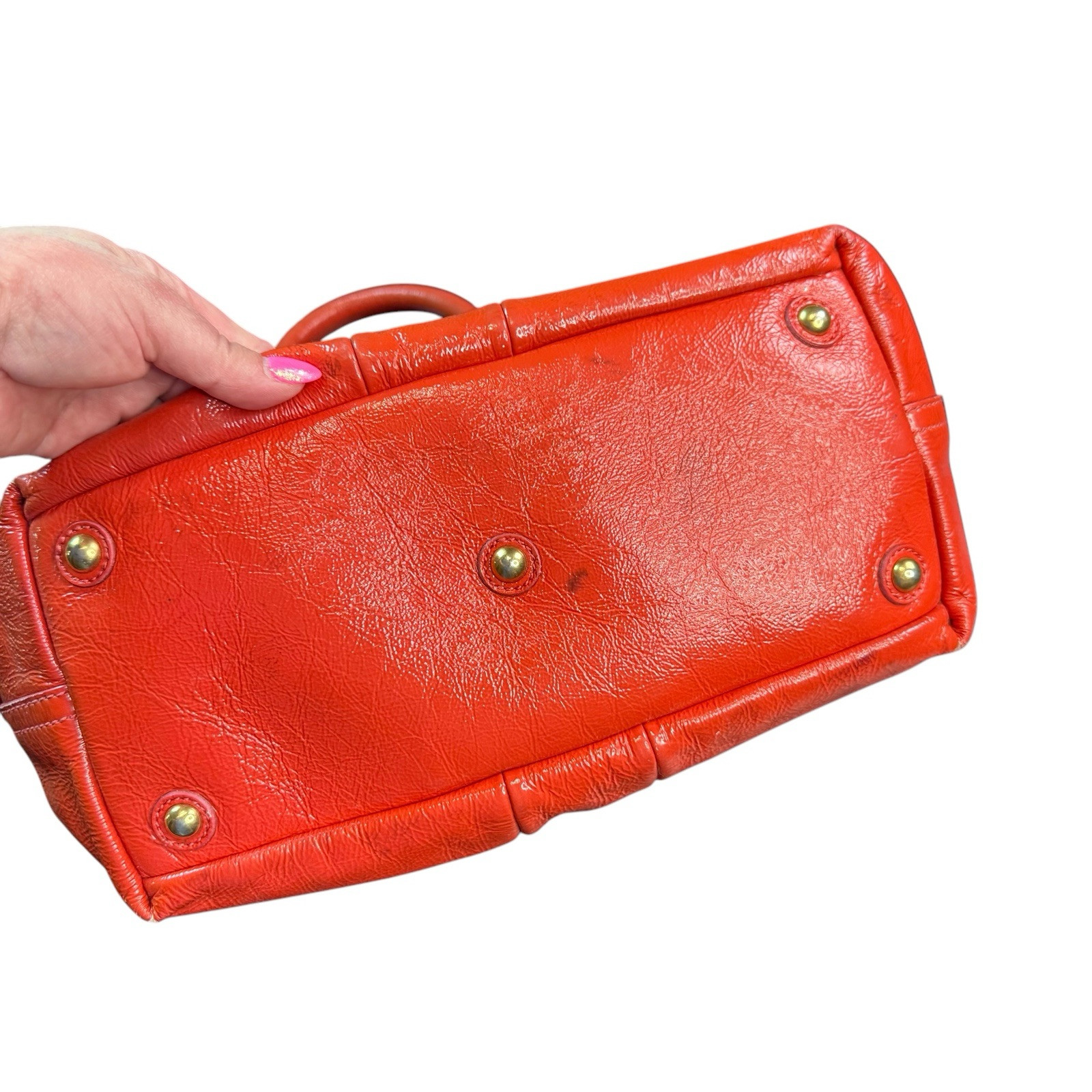 Borsa media Yves Saint Laurent YSL autentica pelle arancione (difetto)