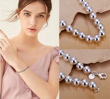 8  Long Genuine High Shine 925 Sterling Silver 6MM Ball Bead Chain Bracelet