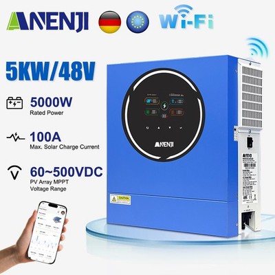 5KW 48V Solar Wechselrichter Hybrid On+Off Grid MPPT 100A 220V/230Vac 2 Ausgänge