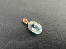 18K Solid Gold Natural Aquamarine Diamond Pendant