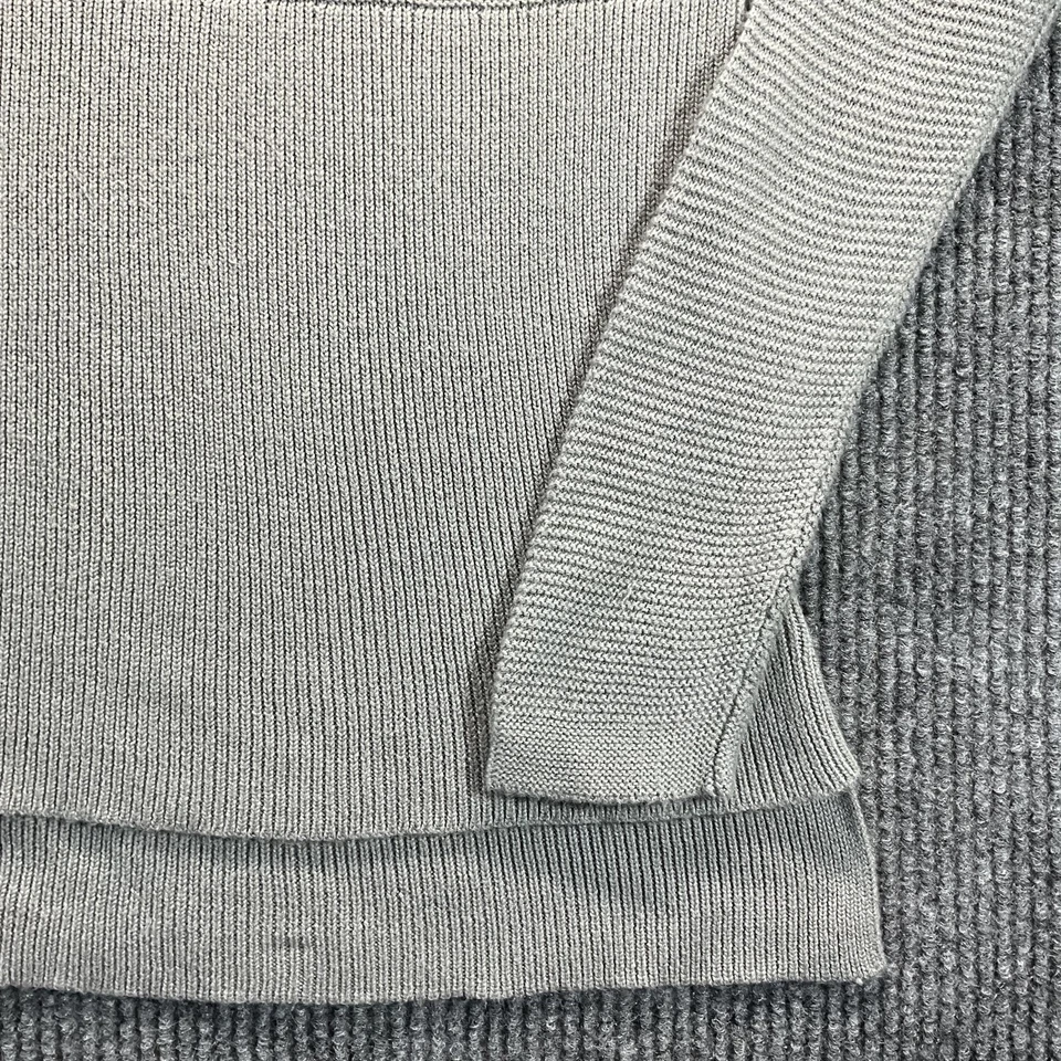 Helmut Lang Sweater Womens Medium Gray Ribbed Textured Scoop Neck Split Hem - Image 2 of 4