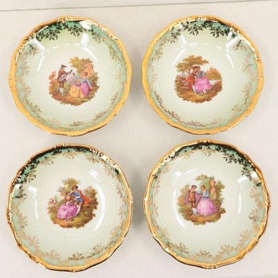 Vintage Johann Haviland Kunst-Palette Fragonard Seafoam 22K Gold Bowls