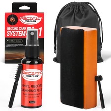 Vinyl Record Cleaning Kit with Brush, Cleaner, Stylus Tool, and Pouch