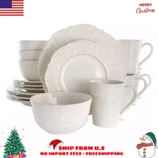 White Embossed Scalloped 16-pc. Dinnerware Set