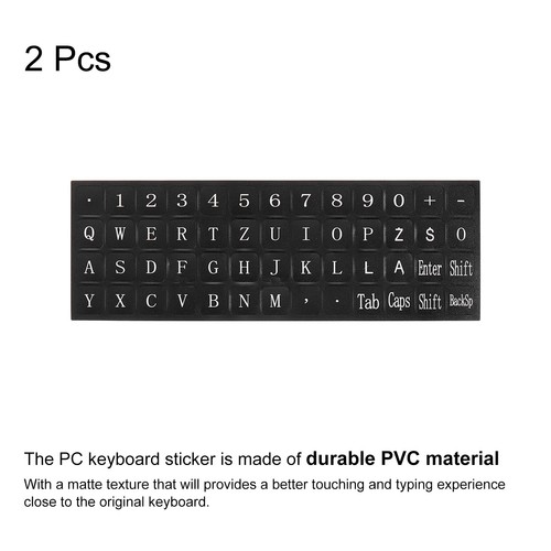 Polish Keyboard Stickers Black Background W White Lettering 2Pcs - Afbeelding 3 van 3