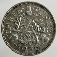 1935 George V Threepence Silver Coin | Very High Grade