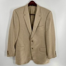 Jos A Bank Mens Beige Herringbone Silk Camel Hair Sportcoat Blazer Jacket SZ 43L