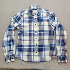 Abercrombie Fitch Muscle Shirt Mens Medium Blue Plaid Pocket Button Up