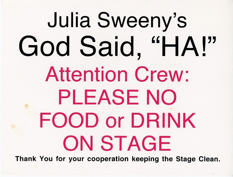 1998 -JULIA SWEENEY's God Said HA-Original Comedy Movie Production Set Used Sign