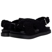 Aerosoles Womens Loma Slippers Size 6.5 M Black Vegan Shearling NIB