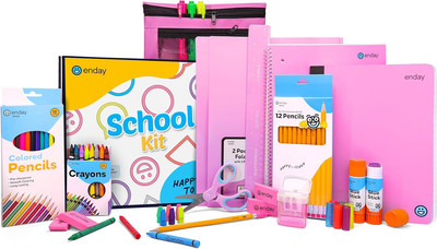 71-Piece Pink School Supply Box   Premium Back to School Kit for Kids K-5