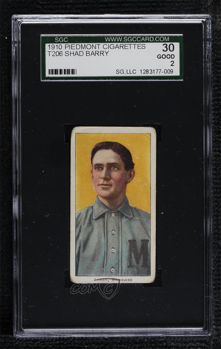 1909-11 T206 Piedmont 350 Back Shad Barry SGC 30 0q4x