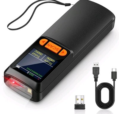 KUIIYER Portable Mini Barcode Scanner Bluetooth 2D QR 1D LCD & AI Voice for POS