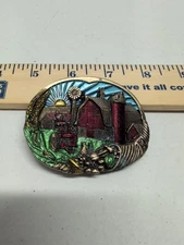 Vintage Great American Belt Buckle Co Farming 1982 Farm Great Color Tractor USA