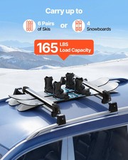 Ski  Snowboard Roof Rack, Carry up to 6 Pairs of Skis or 4 Snowboards, 2 PCS Al