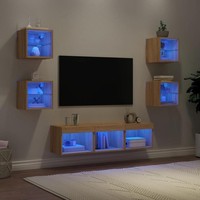7-Tlg. Wohnwand Mit Led-Beleuchtung Sonoma-Eiche Holzwerkstoff