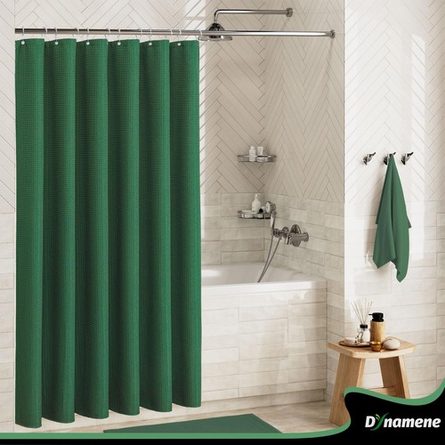 Extra Long Shower Curtain - 96 Inch Long Waffle Weave Weighted Thick Cloth Ba... - Picture 2 of 7